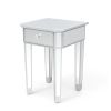 Mirrored Nightstand Bedroom Side Table Morden Sofa End Tables Silver