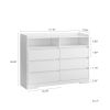 6 Drawer Dresser, White Dresser for Bedroom with LED Lights, Modern Dressers & Chests of Drawers with Sturdy Frame for Living Room, Entryway, Hallway