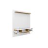 Manhattan Comfort Camberly 62.36 Floating Entertainment Center with 3 Shelves and Overhead Decor Shelf in White and Cinnamon