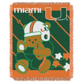 Miami OFFICIAL Collegiate "Half Court" Baby Woven Jacquard Throw