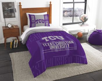 TCU OFFICIAL Collegiate "Modern Take" Twin Comforter & Sham Set