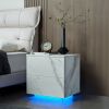 Nightstands LED Side Tables Bedroom Modern End Tables with 2 Drawers for Living Room Bedroom White