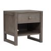 Wooden Nightstand with a Drawer and an Open Storage,End Table for Bedroom,Anitque Gray