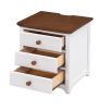 Wooden Nightstand with USB Charging Ports and Three Drawers,End Table for Bedroom,White+Walnut