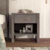 Wooden Nightstand with a Drawer and an Open Storage,End Table for Bedroom,Anitque Gray