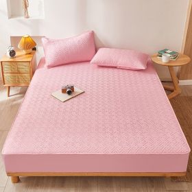 Cotton Clip Bed Hat Simple Solid Color Hotel Simmons All-inclusive Bed Cover (Option: Pink-120cmx200cm)