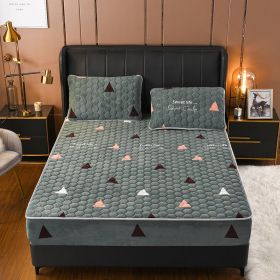 Crystal Pile Clip Cotton Bed Bonnet Thickened Coral Pile Bed Cover In Autumn And Winter (Option: Wonderful triangle-180x200cm and30cm)