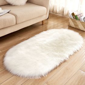 Fluffy 6cm Plush Carpet Fuzzy Wool Floor Mat Multicolor Oval Soft Living Room Bedroom Aldult Boys Girls Home Decor Cute Fashion (Color: White)