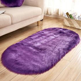 Fluffy 6cm Plush Carpet Fuzzy Wool Floor Mat Multicolor Oval Soft Living Room Bedroom Aldult Boys Girls Home Decor Cute Fashion (Color: Purple)