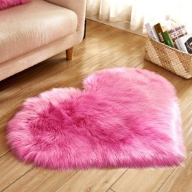 6cm Plush Carpet Fuzzy Wool Floor Mat Multicolor Heart Soft Fluffy Cozy Living Room Bedroom Aldult Child Boy Girl Fashion Lovely (Color: Dark pink)