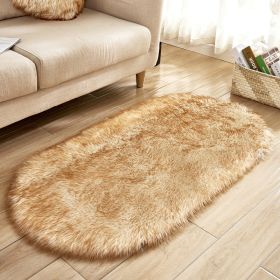 Fluffy 6cm Plush Carpet Fuzzy Wool Floor Mat Multicolor Oval Soft Living Room Bedroom Aldult Boys Girls Home Decor Cute Fashion (Color: white + yellow)