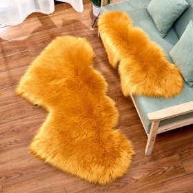 Long Plush Carpet Fuzzy Wool Floor Mat Multicolor Double Heart Soft Fluffy Living Room Bedroom Aldult Child Boy Girl Fashion Lovely (Color: Yellow brown)