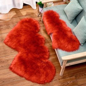 Long Plush Carpet Fuzzy Wool Floor Mat Multicolor Double Heart Soft Fluffy Living Room Bedroom Aldult Child Boy Girl Fashion Lovely (Color: Red)