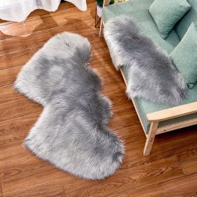 Long Plush Carpet Fuzzy Wool Floor Mat Multicolor Double Heart Soft Fluffy Living Room Bedroom Aldult Child Boy Girl Fashion Lovely (Color: Light grey)