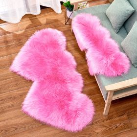 Long Plush Carpet Fuzzy Wool Floor Mat Multicolor Double Heart Soft Fluffy Living Room Bedroom Aldult Child Boy Girl Fashion Lovely (Color: Dark pink)