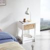 15.75" Rattan End table with drawer, Modern nightstand, side table for living roon, bedroom